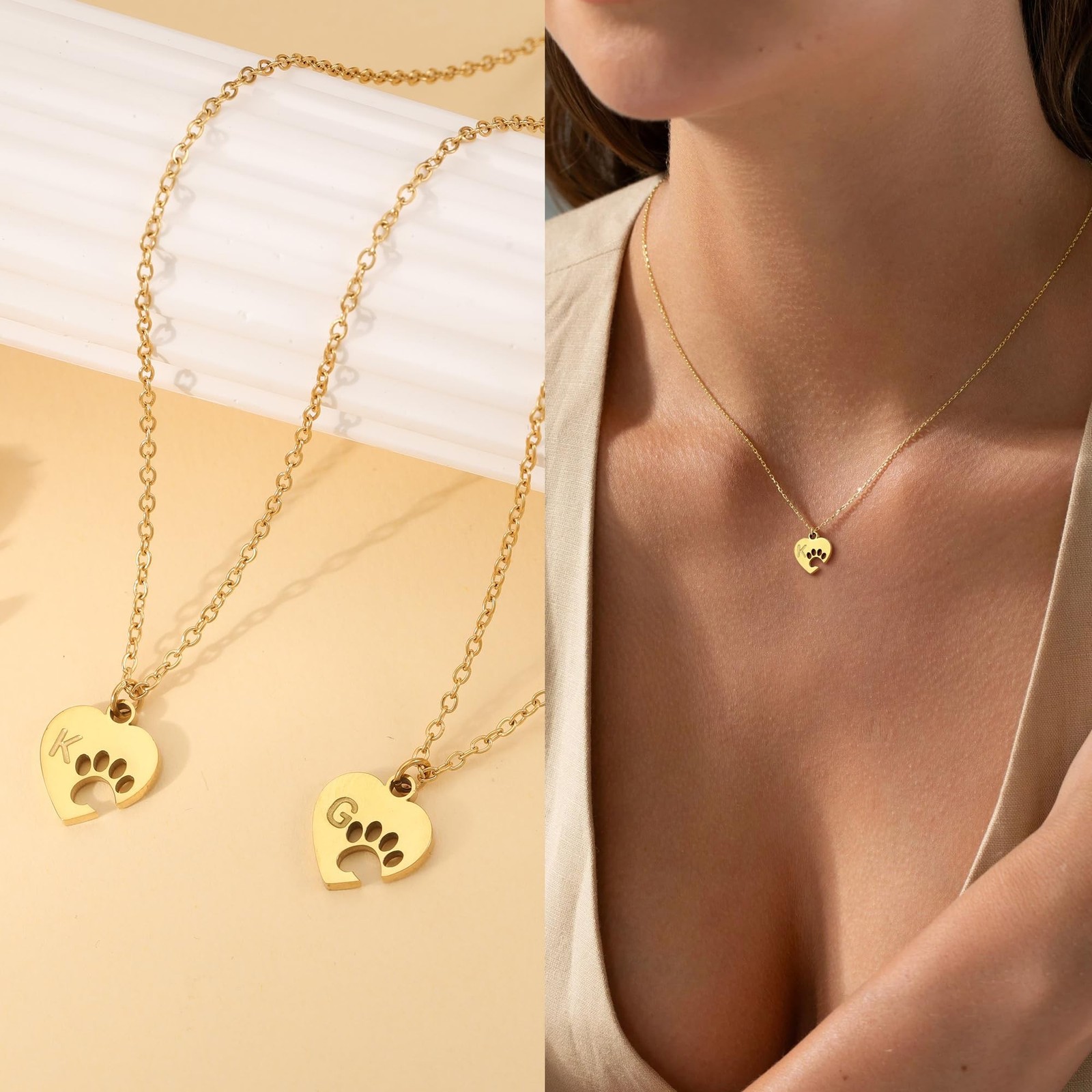 Dog Memorial Gifts for Loss of Dog Paw Print Neckalce for Women with Initial …