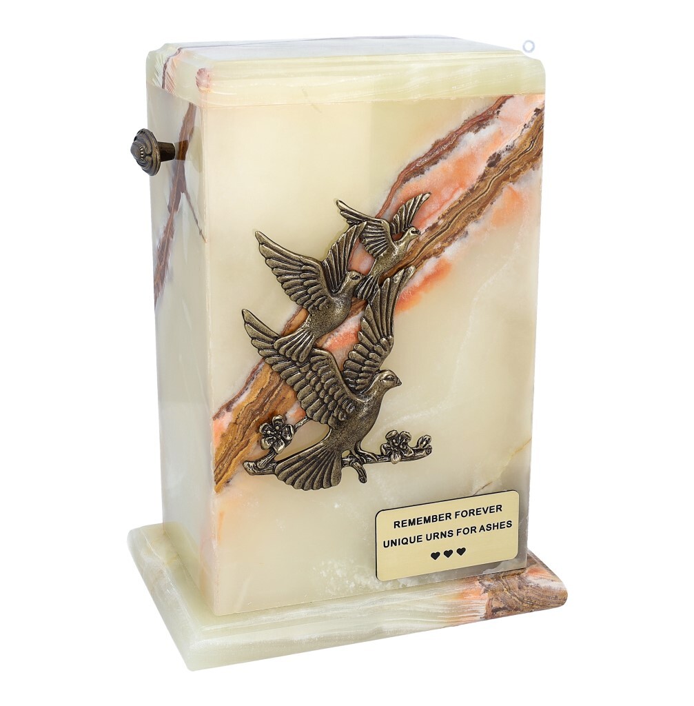 Stone Cremation Urns, Natural Onyx Funeral Urns, Urns With Doves, Beautiful Urns