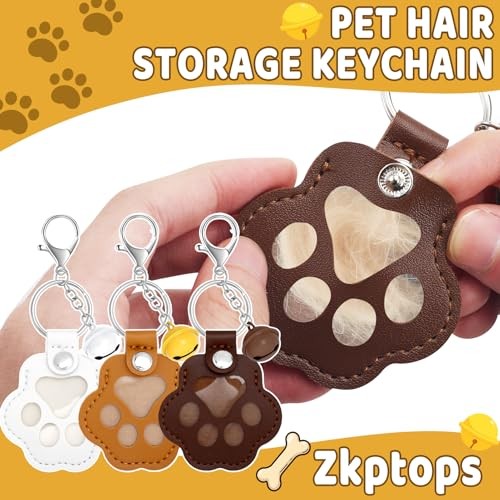 3Pcs Dog Hair Keychain Pet Fur Keepsake Cat Pet Hair Keychain with Bell