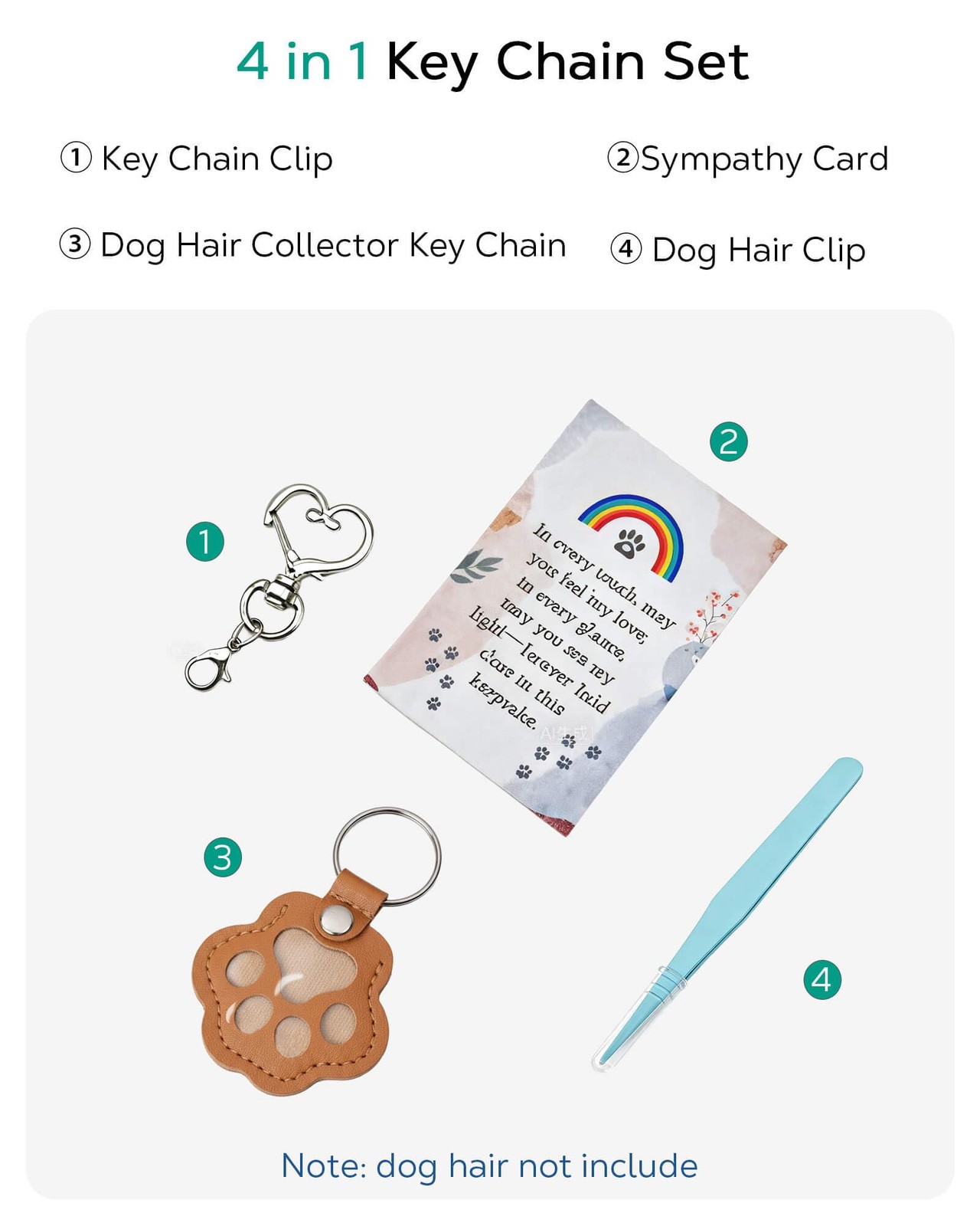 Cat & Dog Hair Keychain, Leather Dog Paw Hair Holder Fur Collection Key Chain…