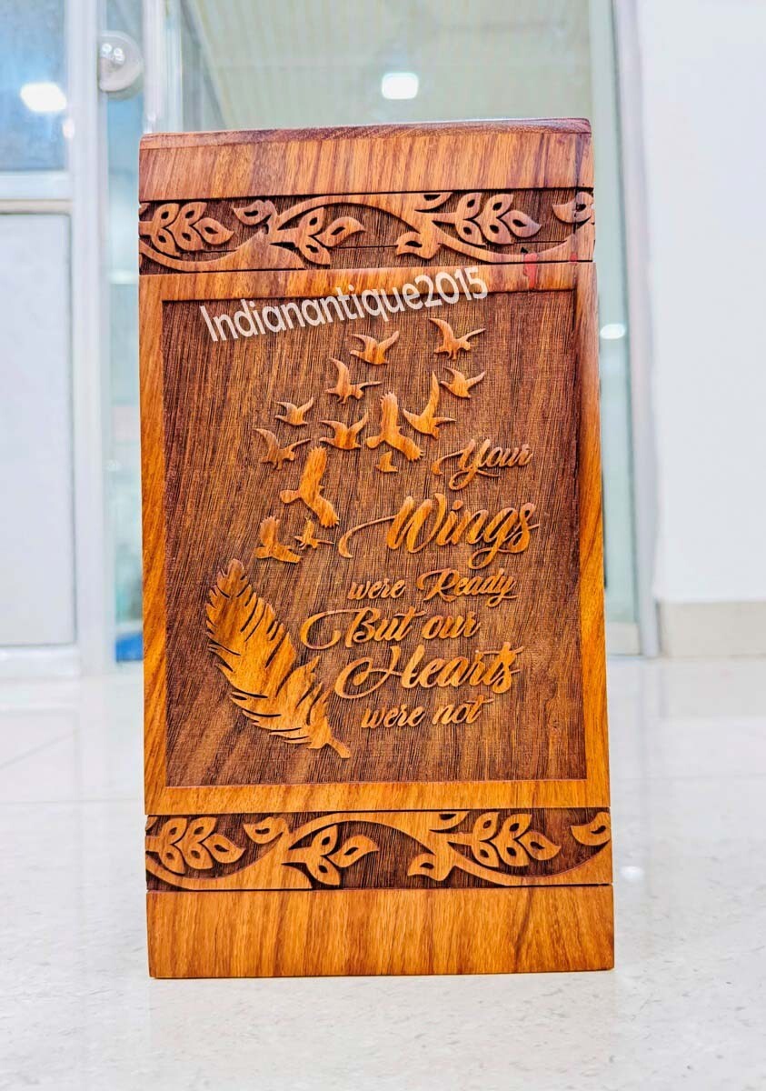 Handcrafted Wooden Urn Box Urns for Human Ashes – Adult Large Cremation