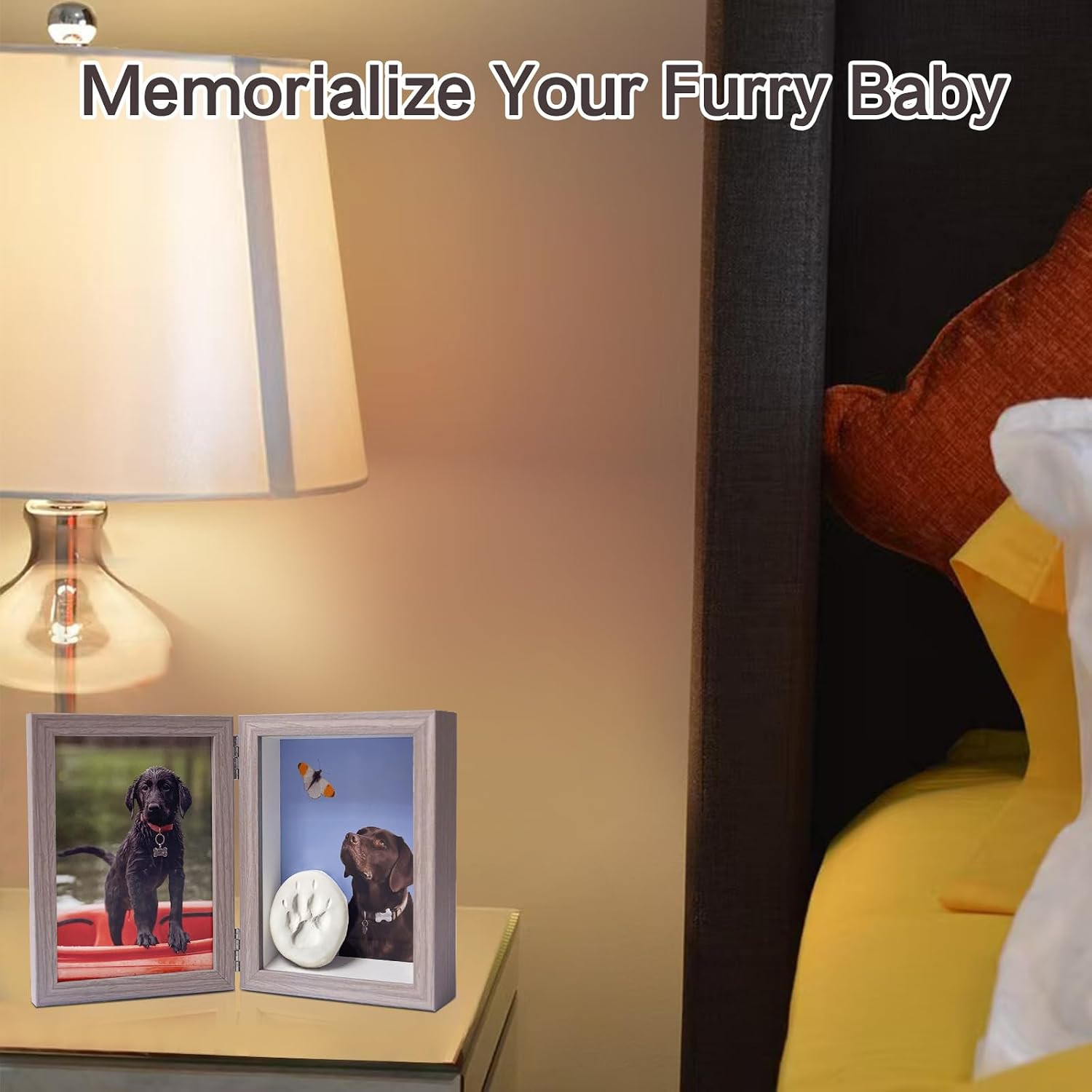 5X7 Pet Memorial Picture Frame Shadow Box for Dogs and Cats Frame Keepsake for 3