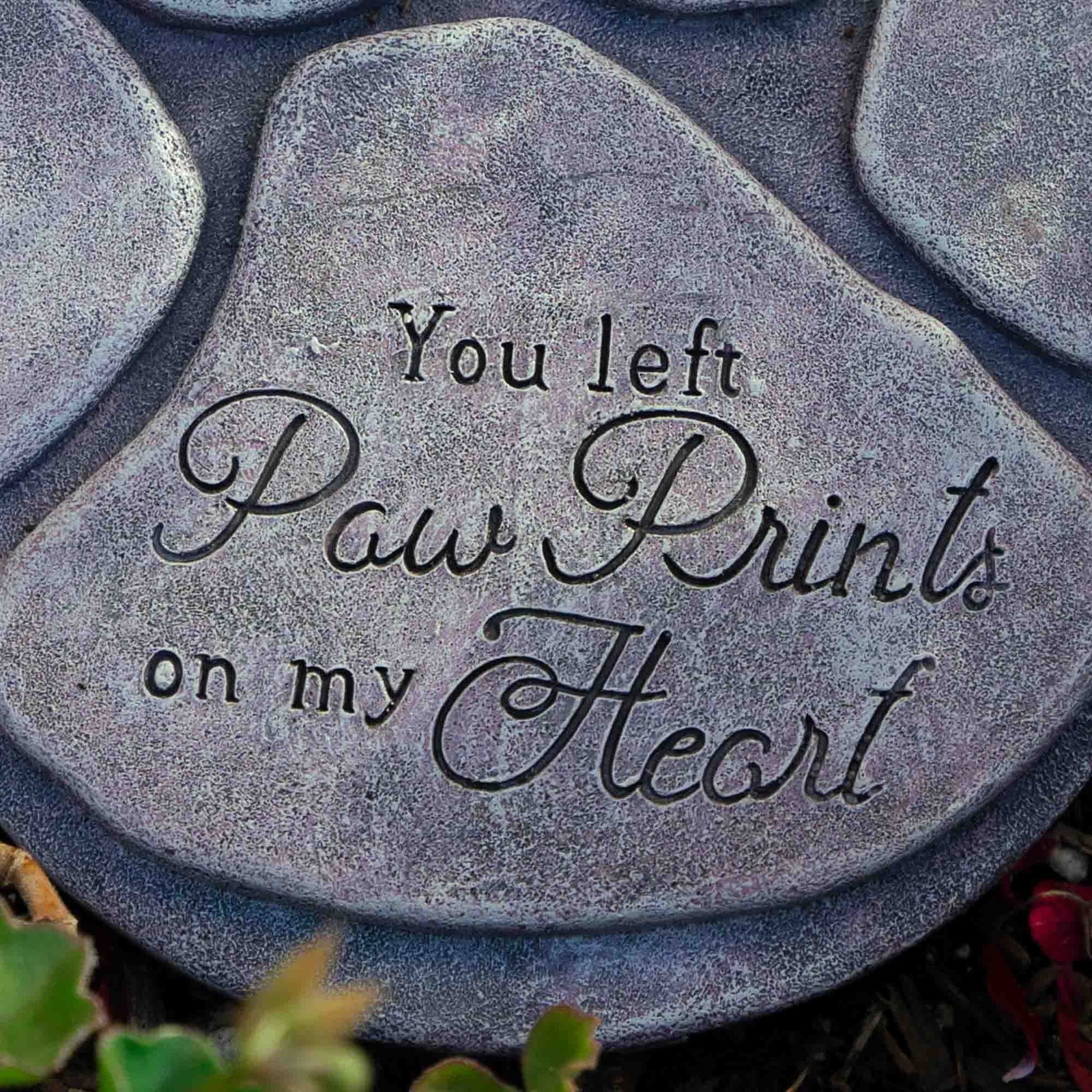 Pet Memorial Garden Stone Paw Prints On My Heart Dog Cat Bereavement Gift
