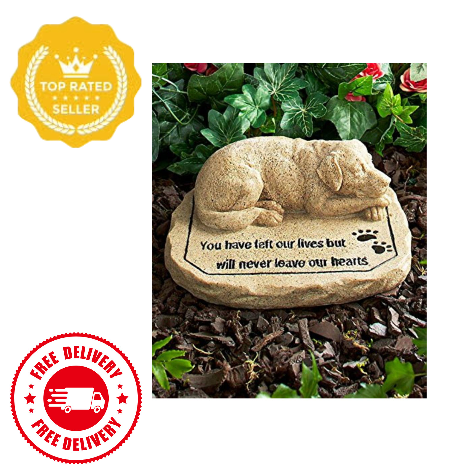 Pet Memorial Stone for Garden, Dog Remembrance Plaque with Heartfelt Inscriptio