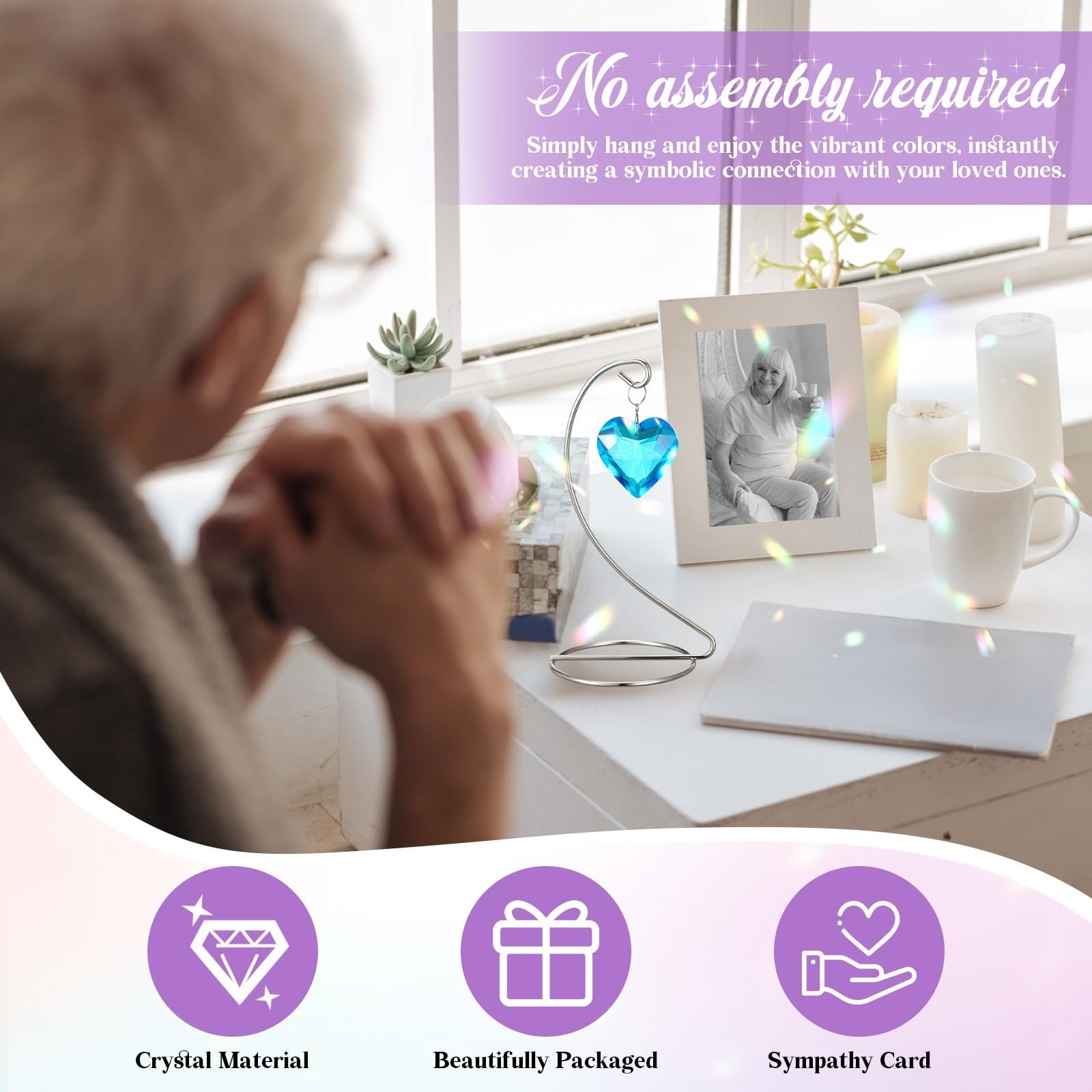 Novabright Tabletop Sympathy Gift with Stand Crystal Suncatcher Ornament Chri…