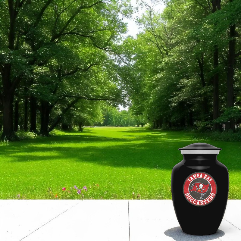 Tampa Bay Buccaneers Football Style Cremation Urn Adult Ashes Metal 8 Inch Urns
