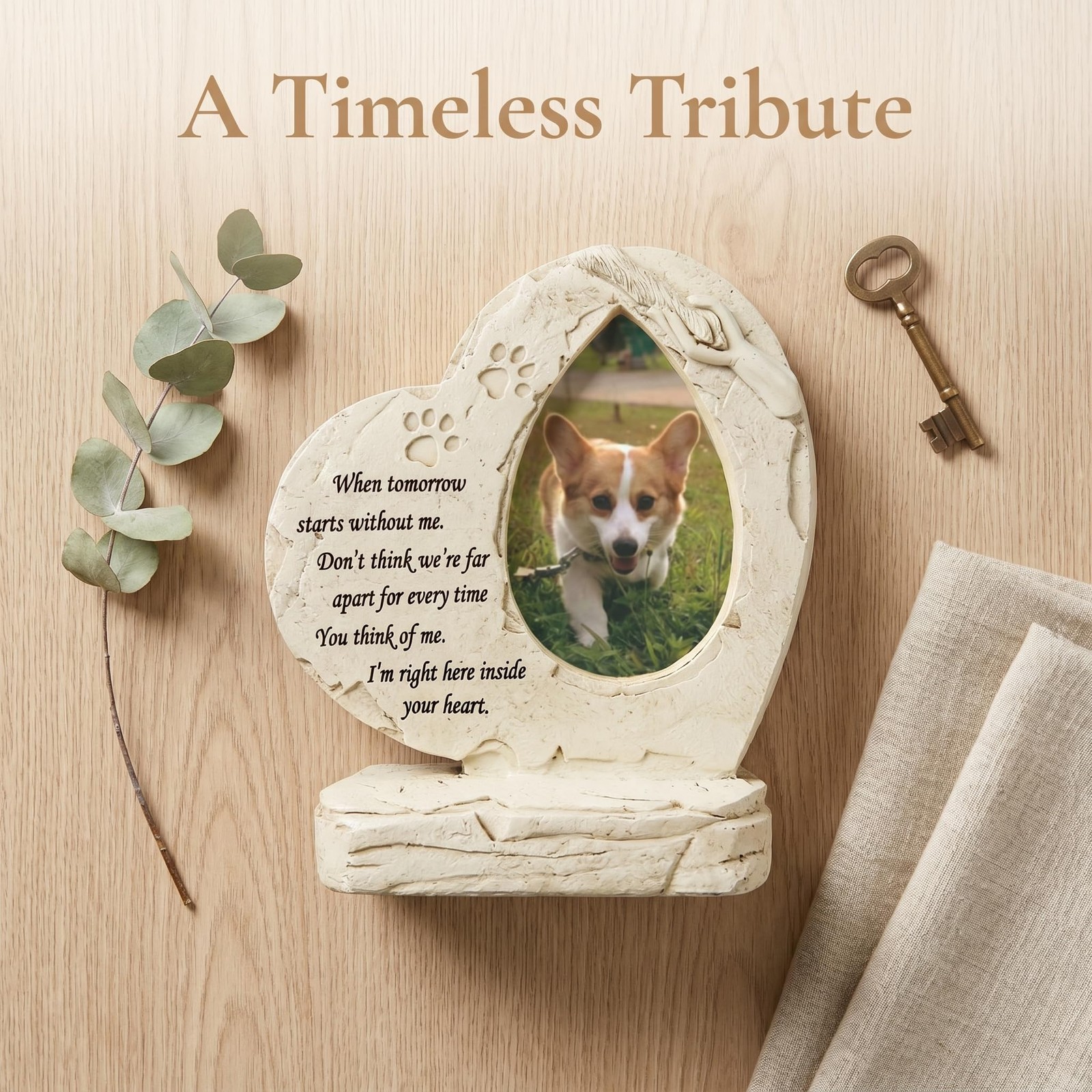 jinhuoba Heart Shaped Pet Memorial Stones for Dogs, Dog One size, White