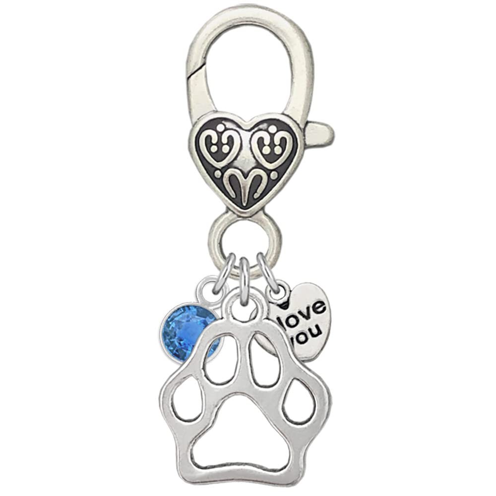 Pet Memorial Charm for Wedding Bouquet with Something Blue Crystal Gem for Bride