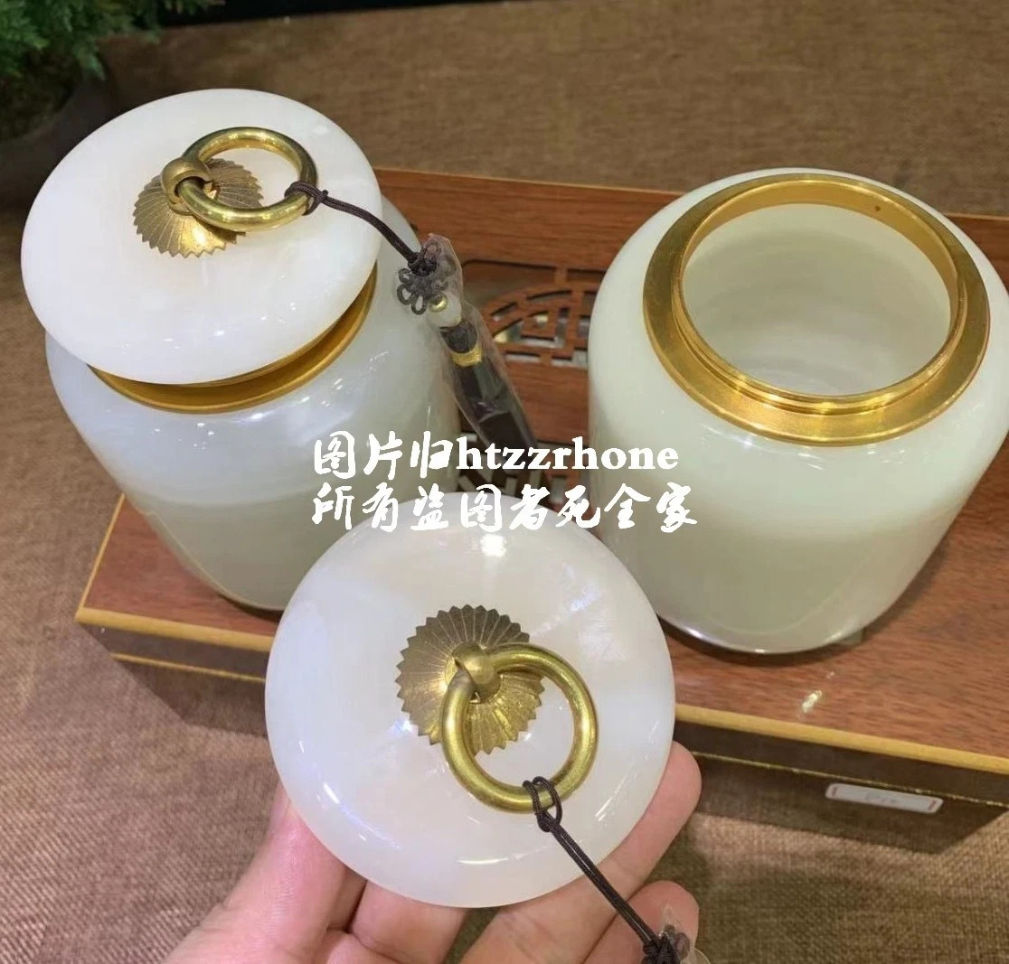 Solid White Jade Stone Pot Jar Pet Animal Cremation Urn Ashes Cemetery Memorial