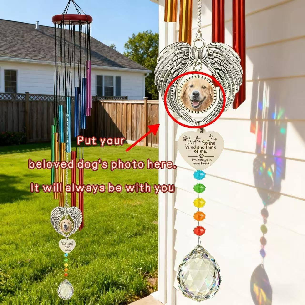 Dog Memorial Wind Chime, Sympathy Gift for Loss of Dog, Rainbow Bridge Remembran