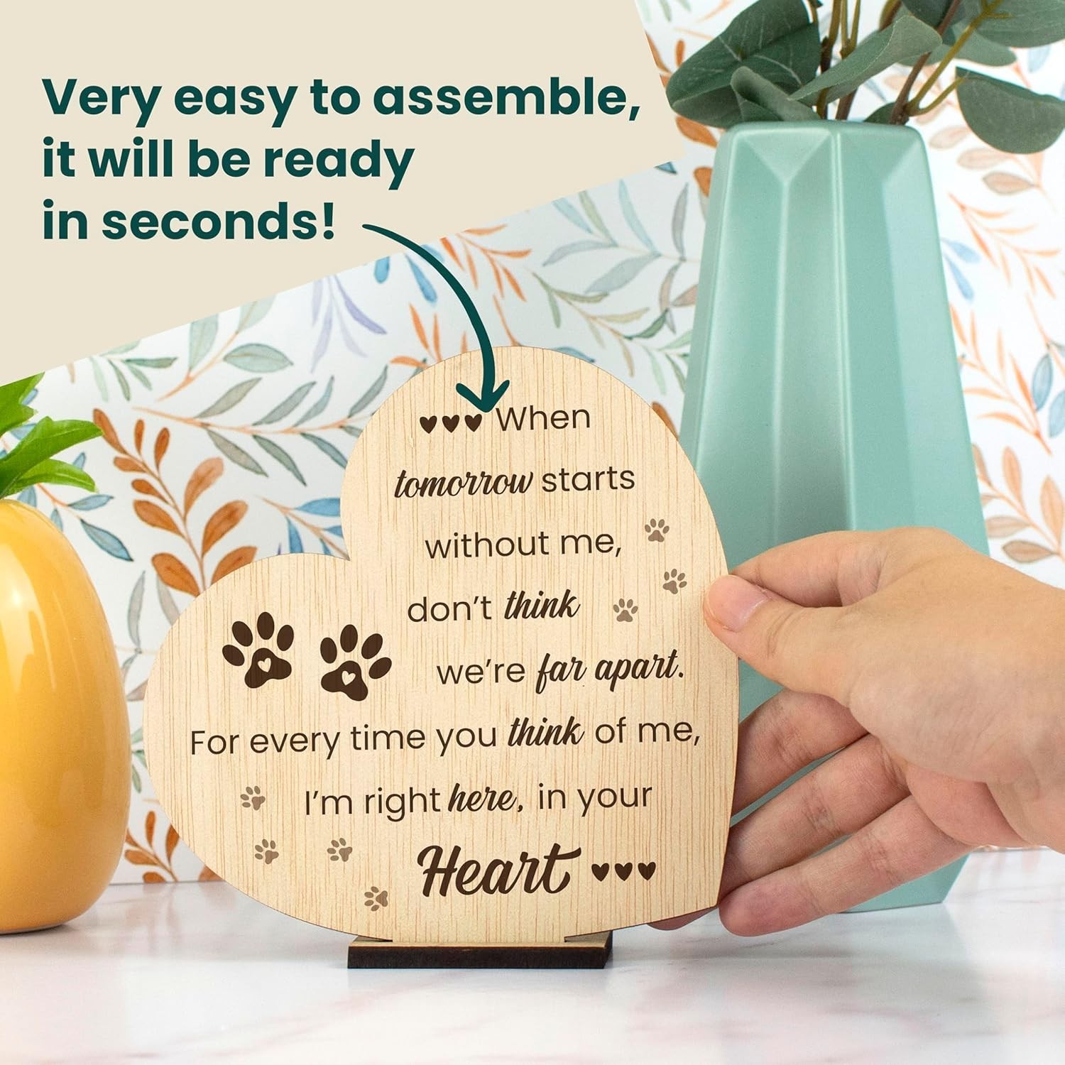 Pet Memorial Plaque for Loss of Dog or Cat Wooden Sympathy Sign in Loving Mem…