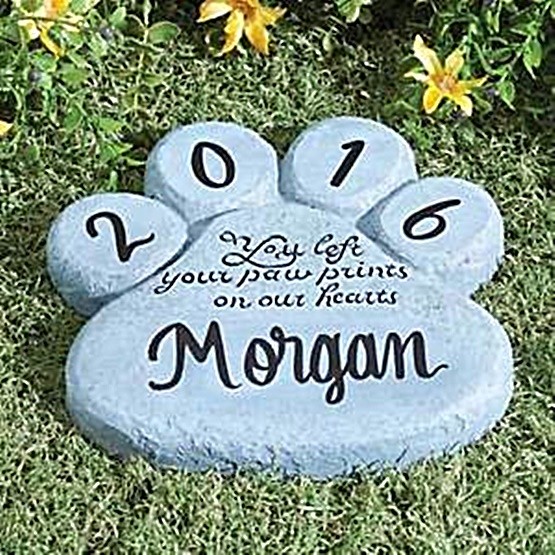 PERSONALIZED Paw Print Dog Cat Pet Memorial Grave Marker Garden Stepping Stone