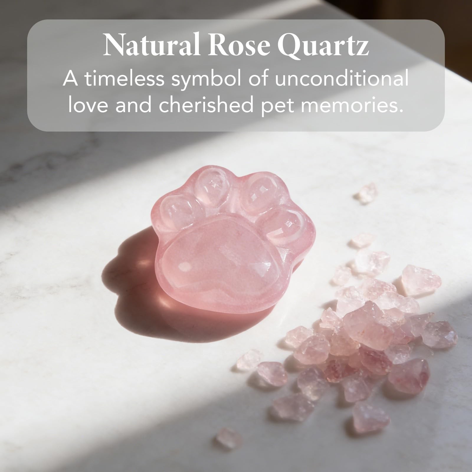 LIMGUVK Pet Loss Sympathy Gift, Rose Quartz Paw Heart Crystal with Pink
