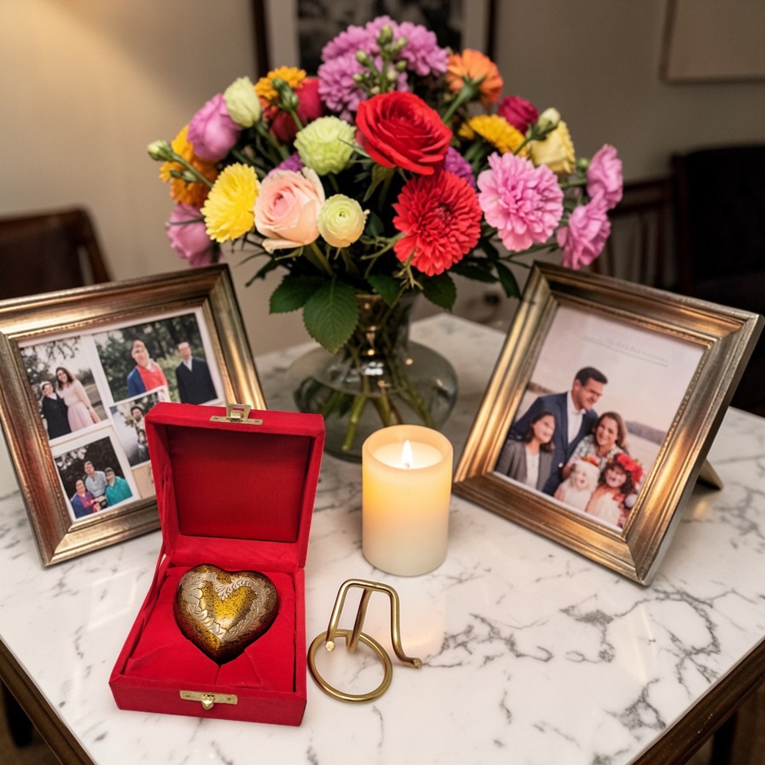Mini Heart Cremation Keepsake Urn for Ashes with Stand & Box to Honor Loved Ones