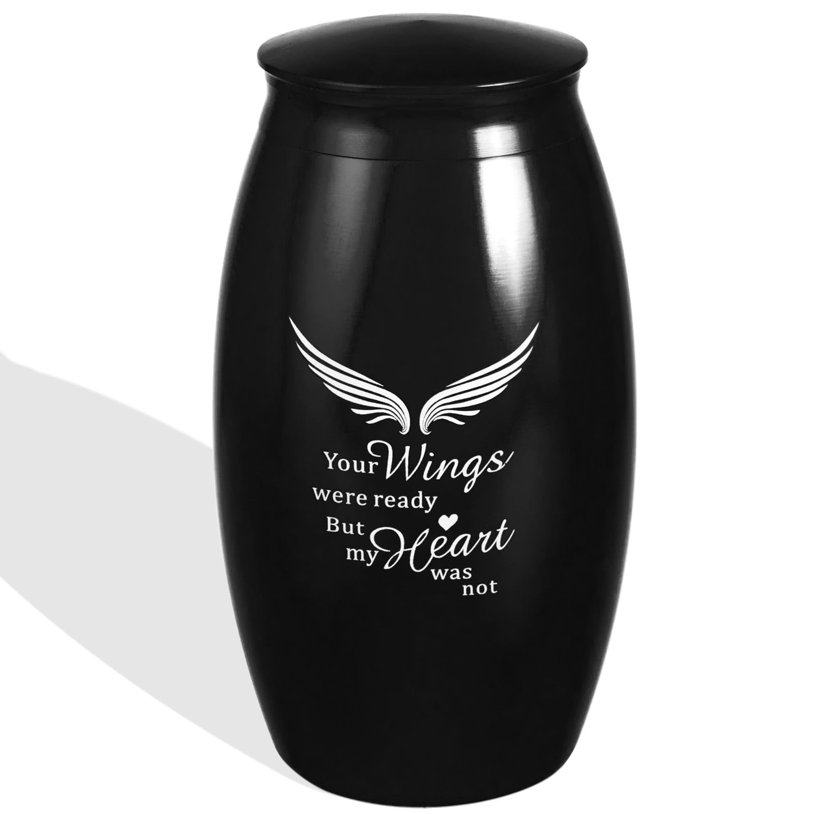 Small/Medium Urns for Human Ashes Adult Male Female,5.5″ Black Cremation Angl…