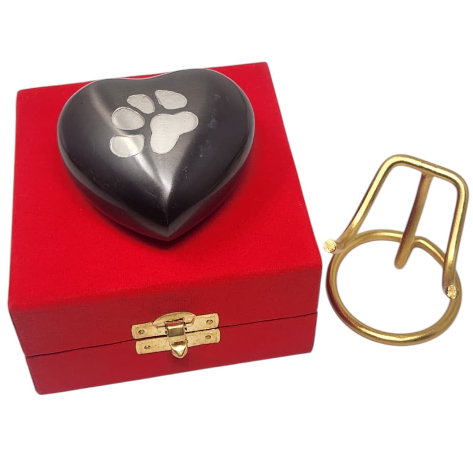 Black Paw Print Heart Pet Urn for Ashes Dog Cat Memorial Keepsake Urn with Box