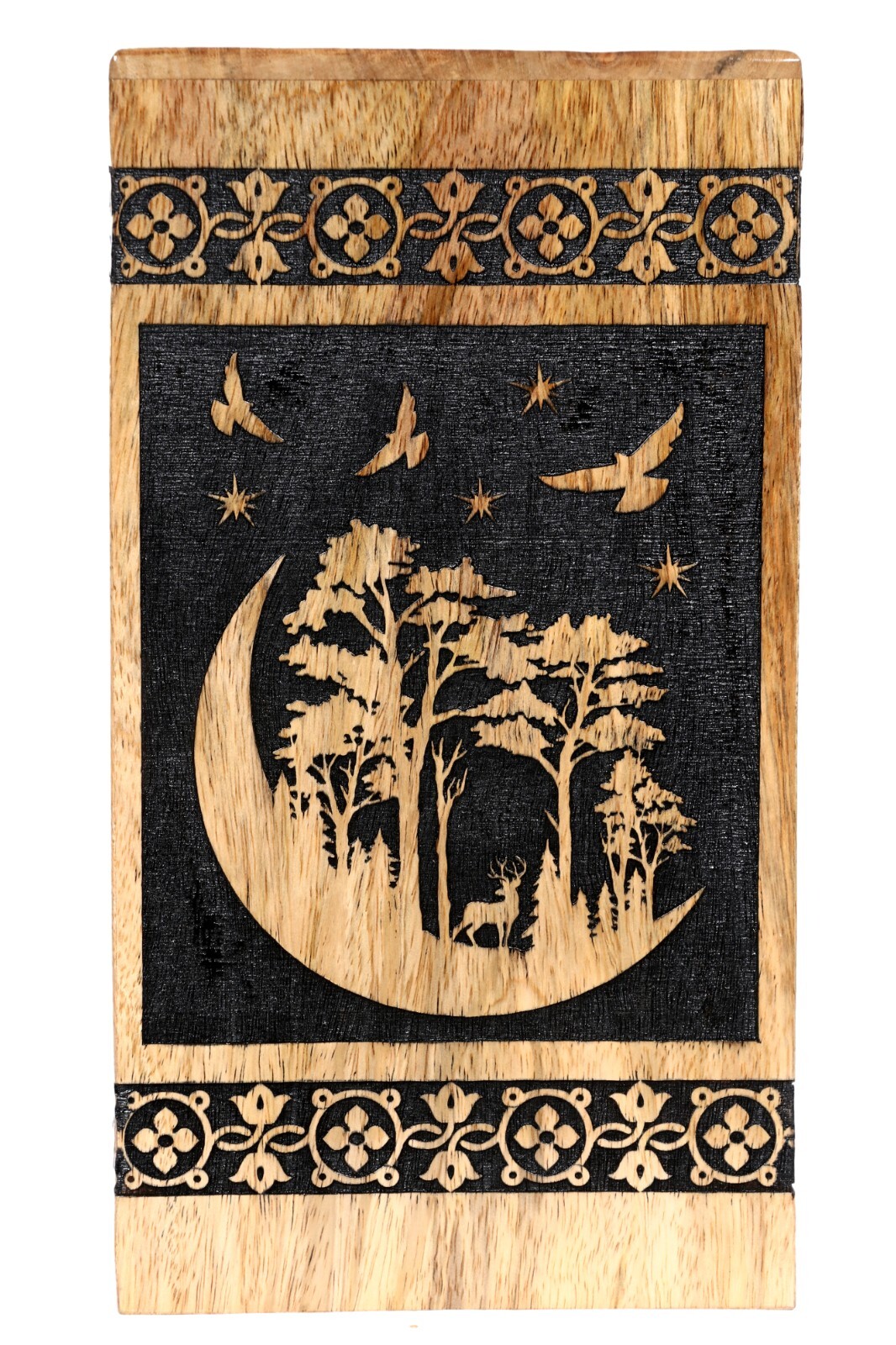 Moon Print Human Ashes Adult Male Female, Wooden Urns Box Mango Wood Urns