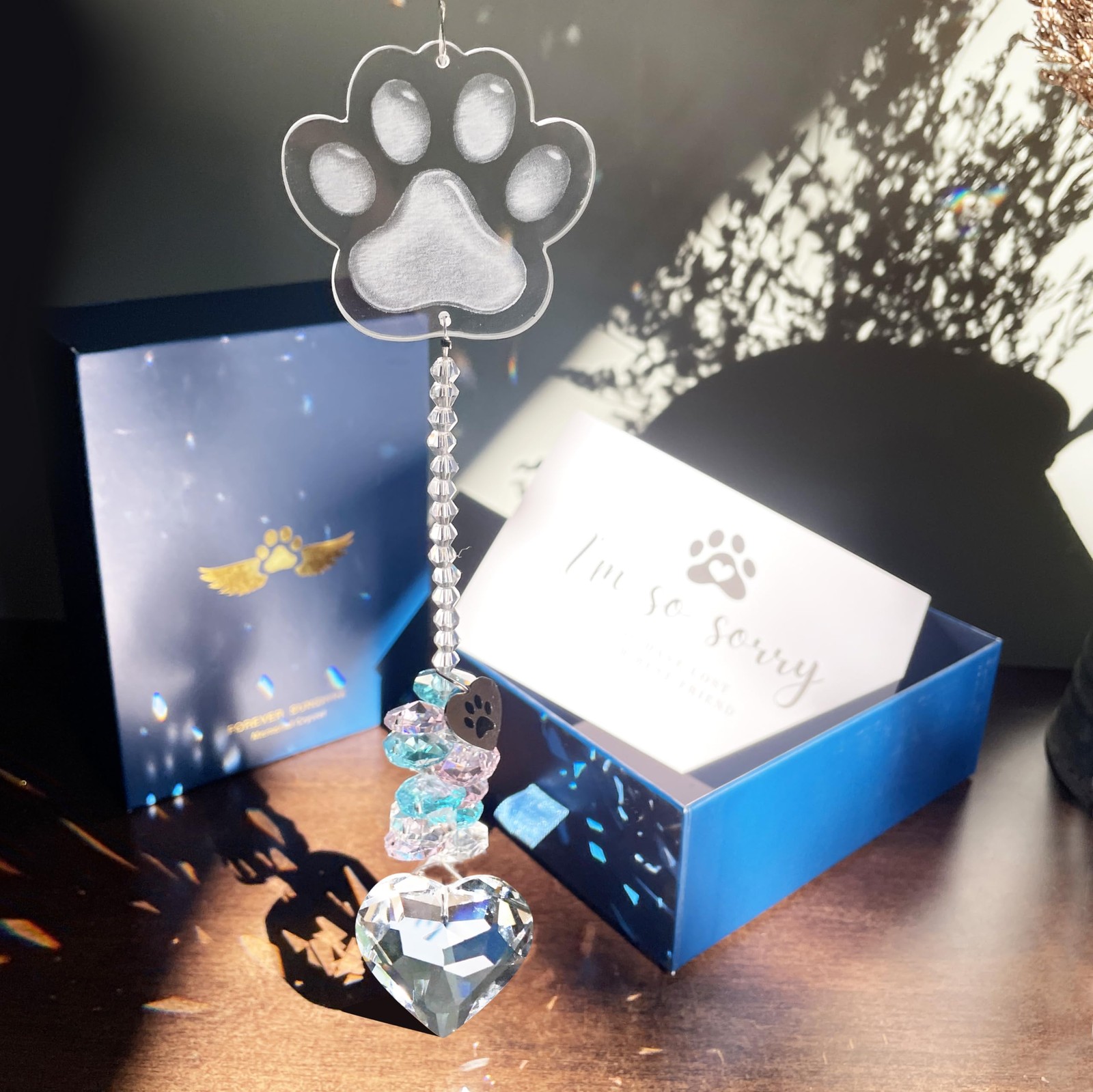 Dog Memorial Gifts for Loss of Pet Sympathy Gift Suncatcher, Clear