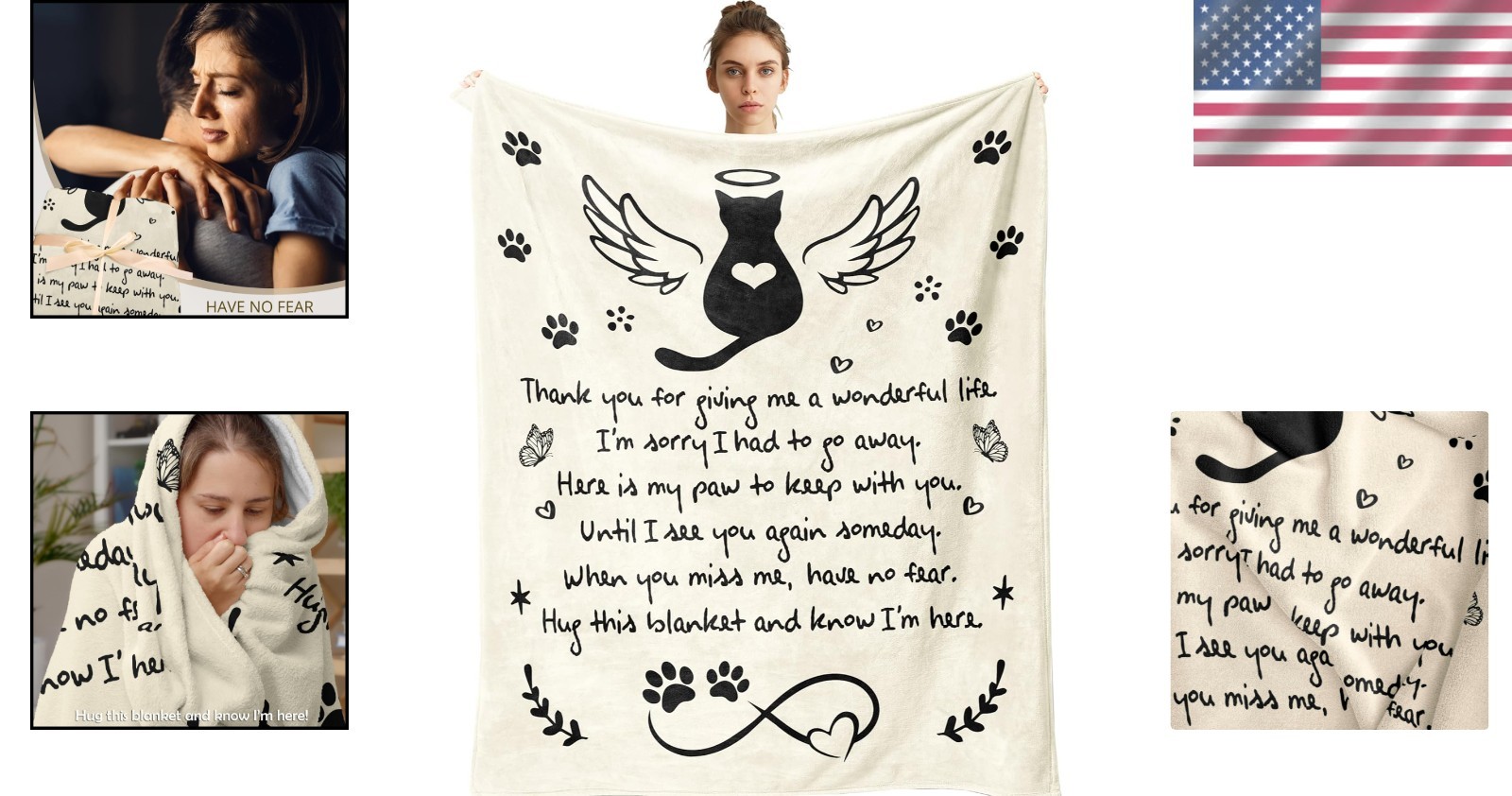 Cat Memorial Blanket 50″x60″ Sympathy Gift