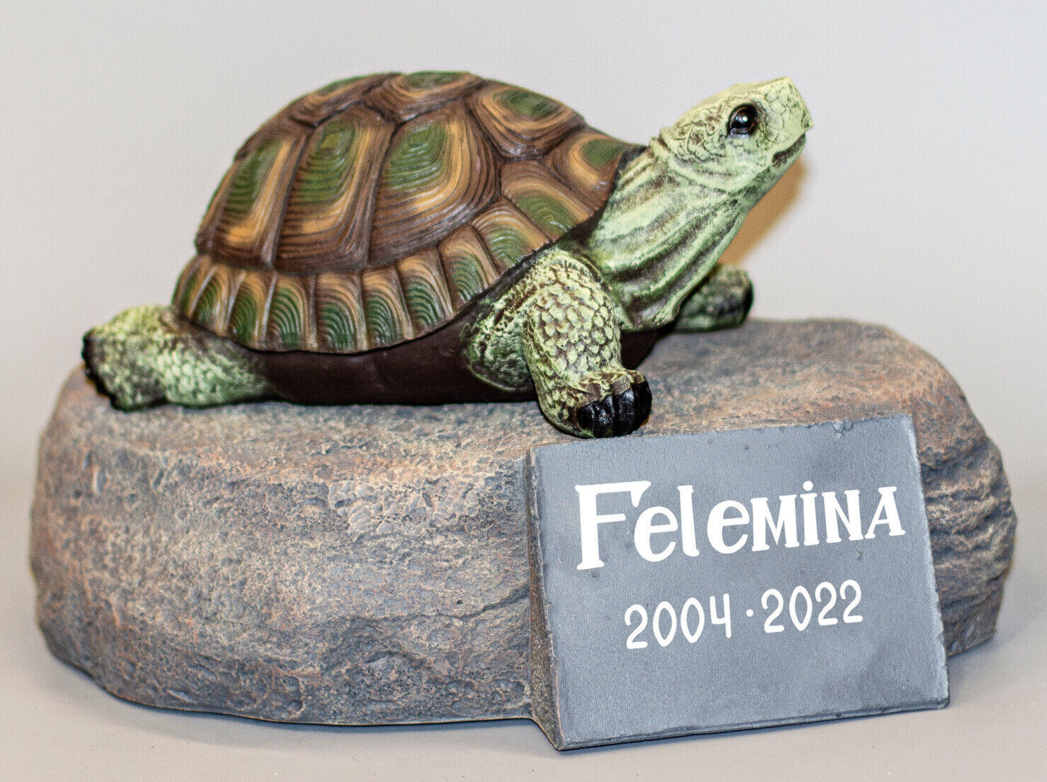 Turtle Memorial Stone Plaque Pet Cremation Urn Sculpture Tortoise Grave Ornament