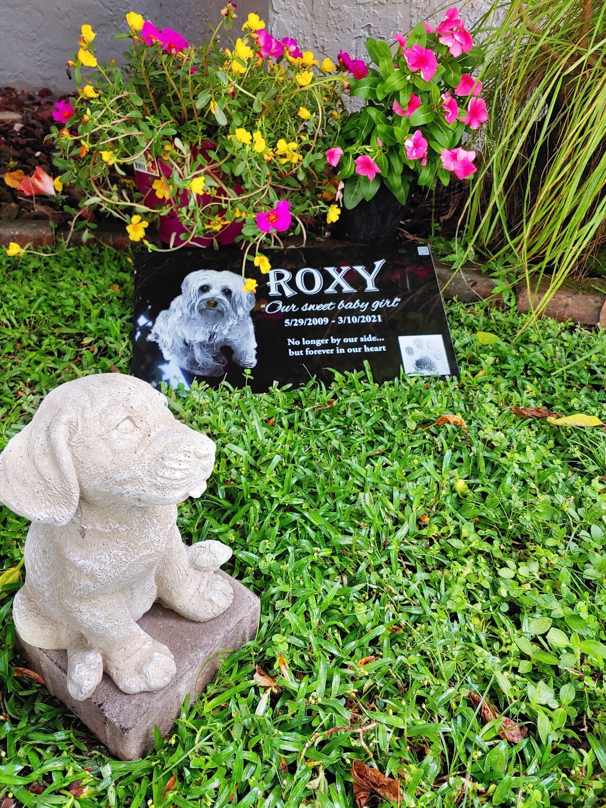 12×6 Pet grave marker, dog tombstone, memorial plaque, rainbow bridge