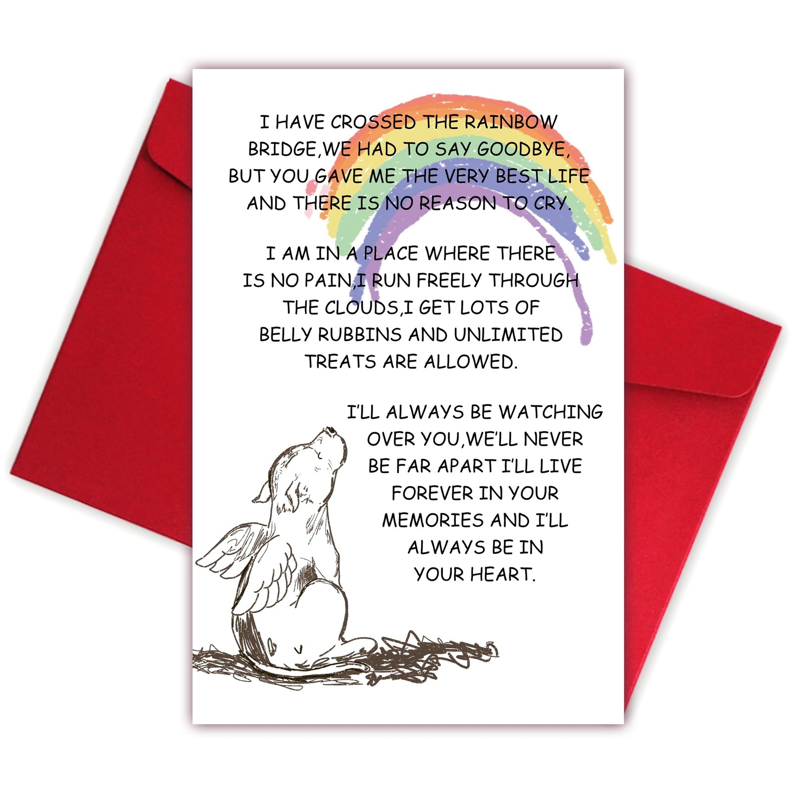 Sympathy Card for Loss of Pet Dog, Pet Loss Cards,Rainbow Bridge Condolence C…