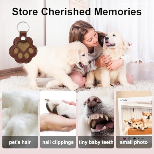 Sitiaus Paw Shaped Dog Hair Keychain Pet Fur Memory Charm for Dog & Cat Fur