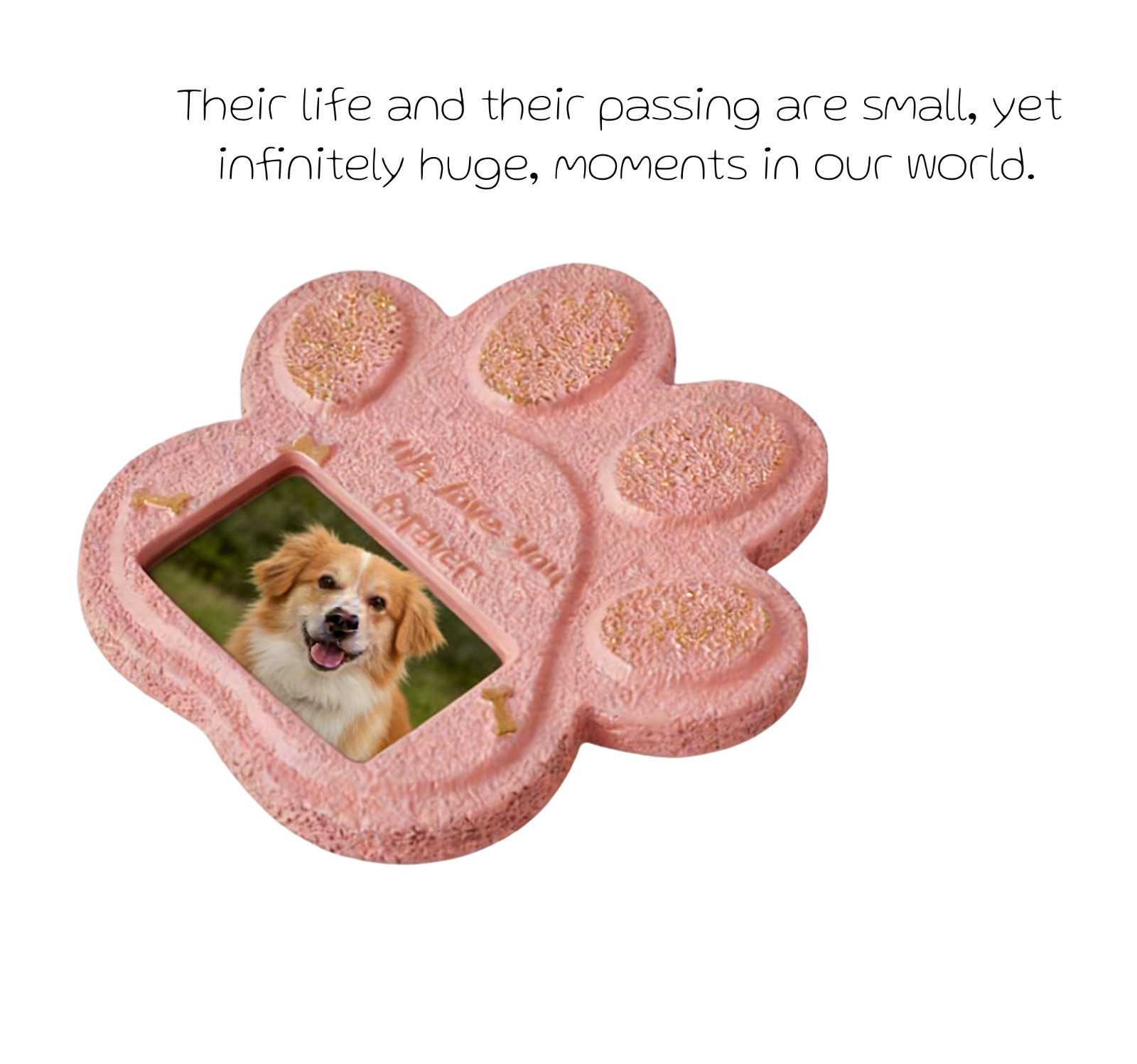 Heart/Paw Shaped Pet Memorial Stone,Personalized Dog Cat Grave Marker with Photo