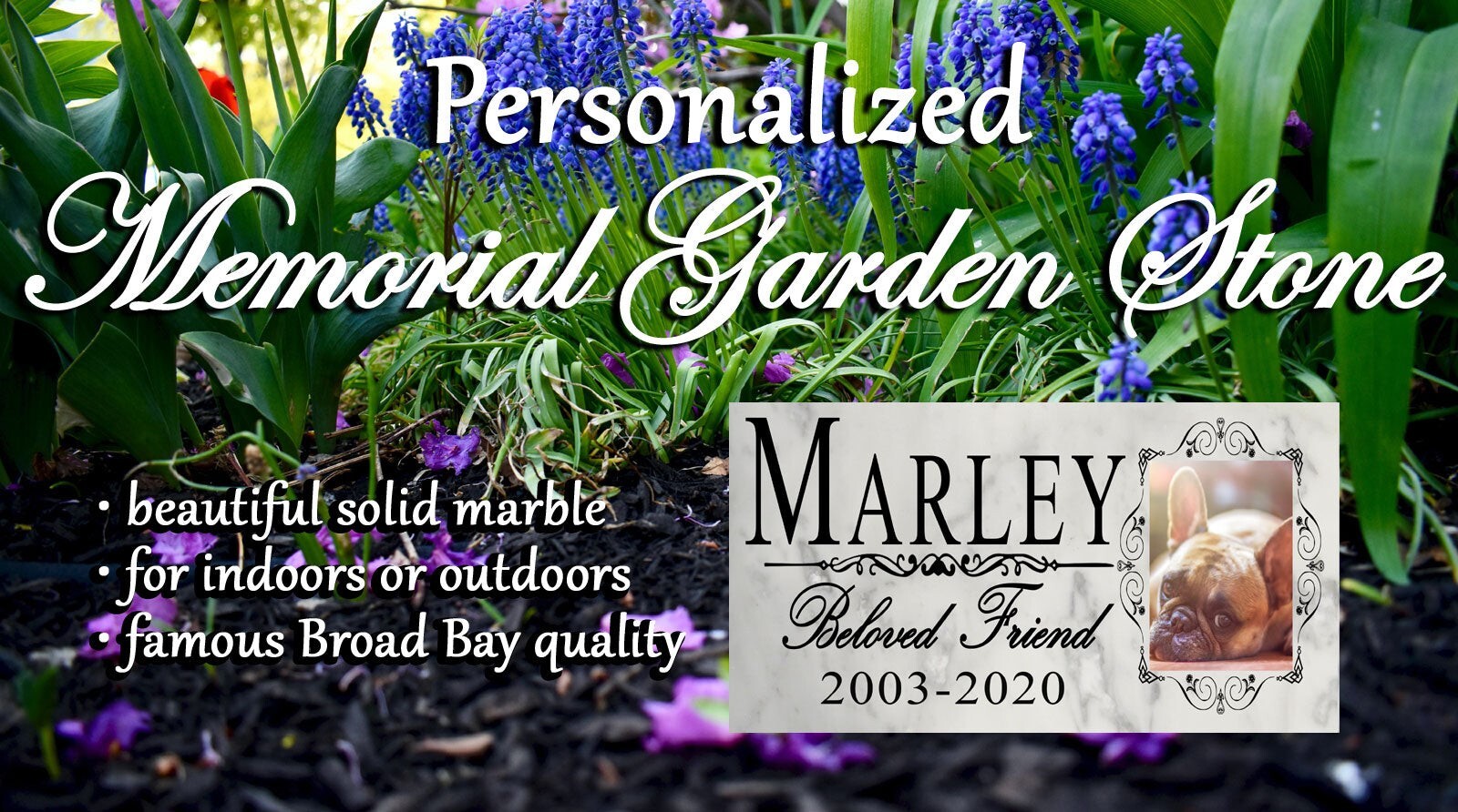 Pet Memorial Stone With Photo Personalized Picture Solid Marble for Dogs or Cats