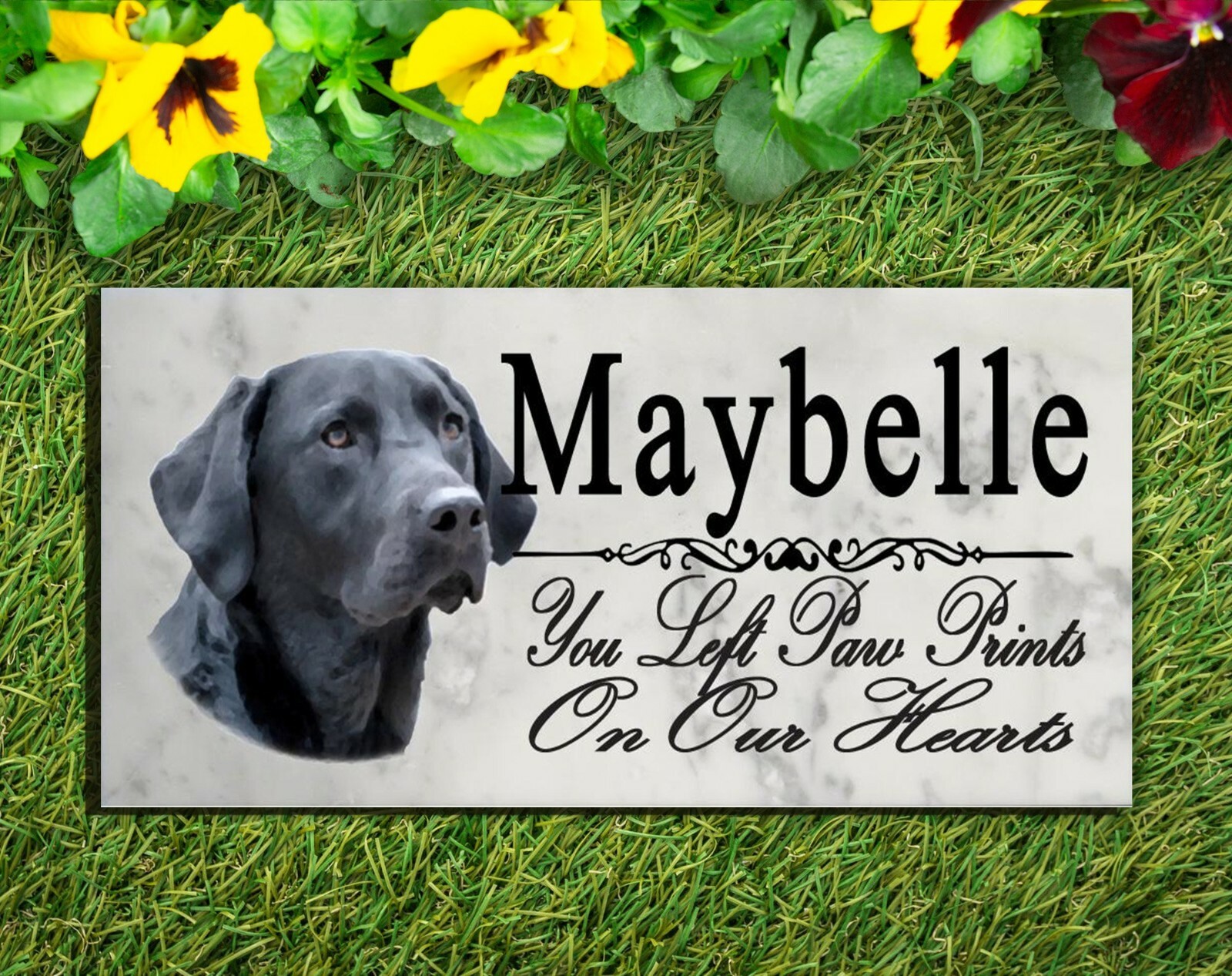 Customized Black Lab Memorial Stone Dog Grave Marker Pet Labrador Garden