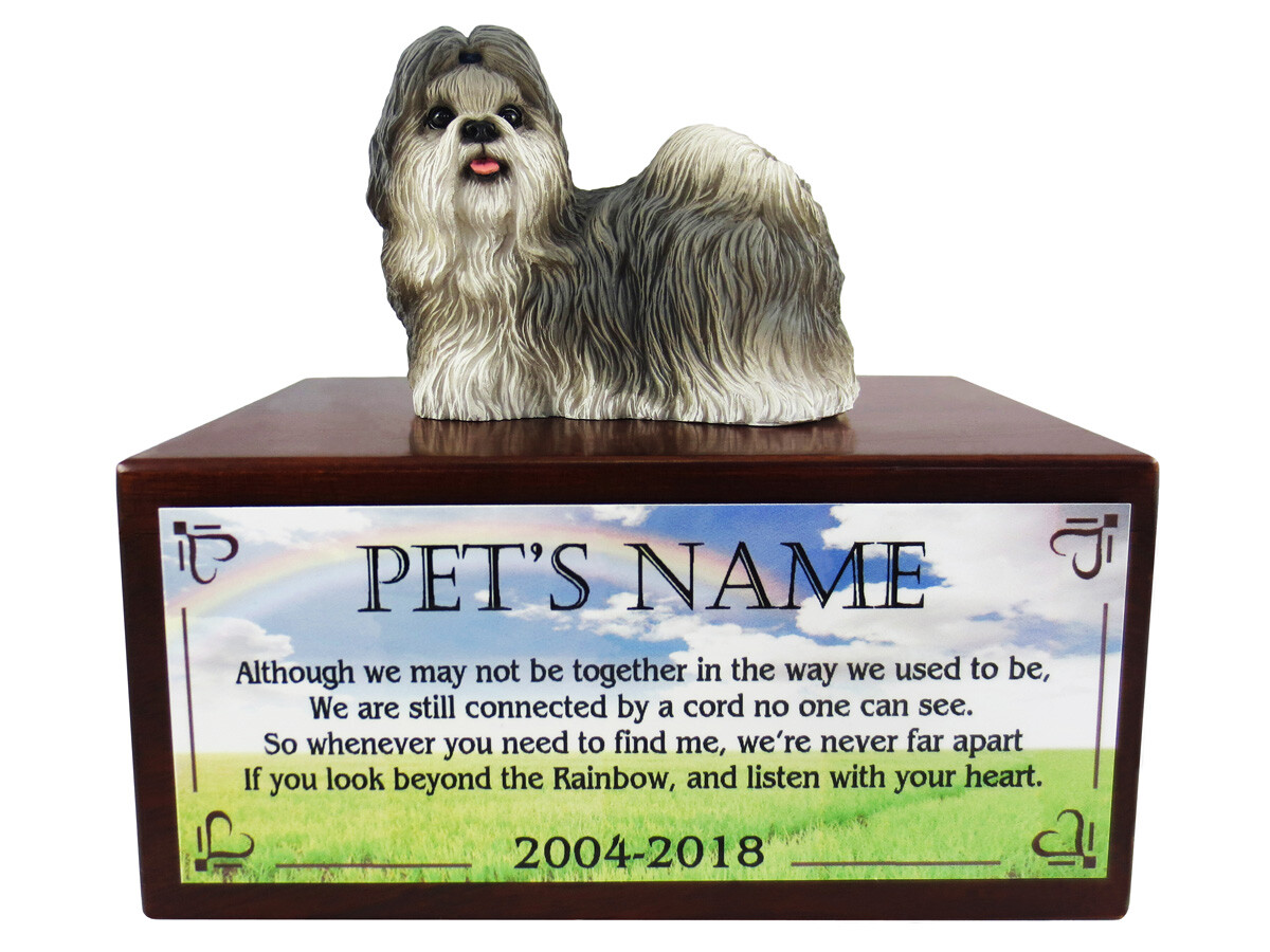 Conversation Concepts Gray/White Shih Tzu with The Rainbow Poem Urn