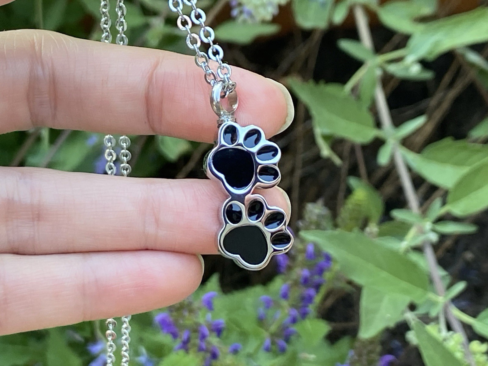 Paw Prints Pet Cremation Necklace Jewelry Pendant Urn For Ash Dog Cat Men Unisex