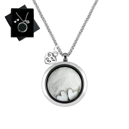 Ashes Hair Memory Urn Necklace – Glass Circle – Cat Fur Keepsake