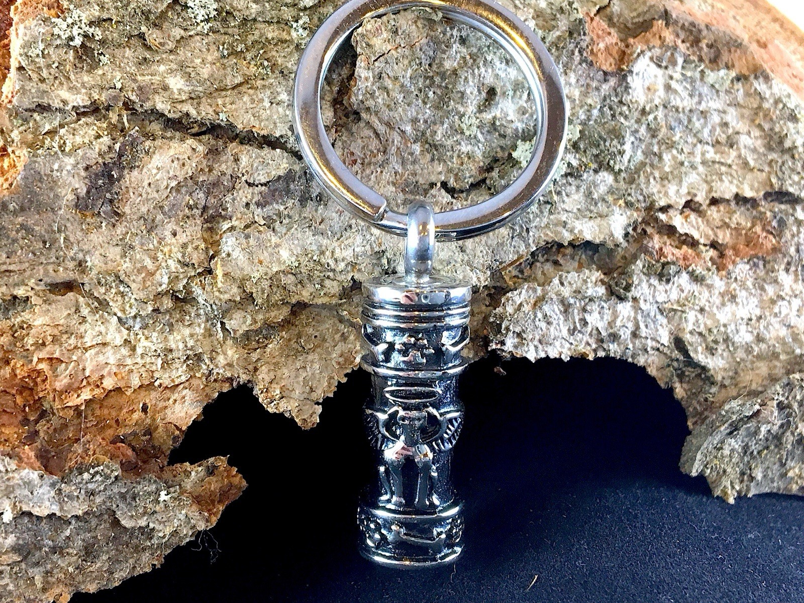 Angel Dog Vial Cremation Pendant Urn Keychain 1″ Key Ring for Ashes Silver Gift