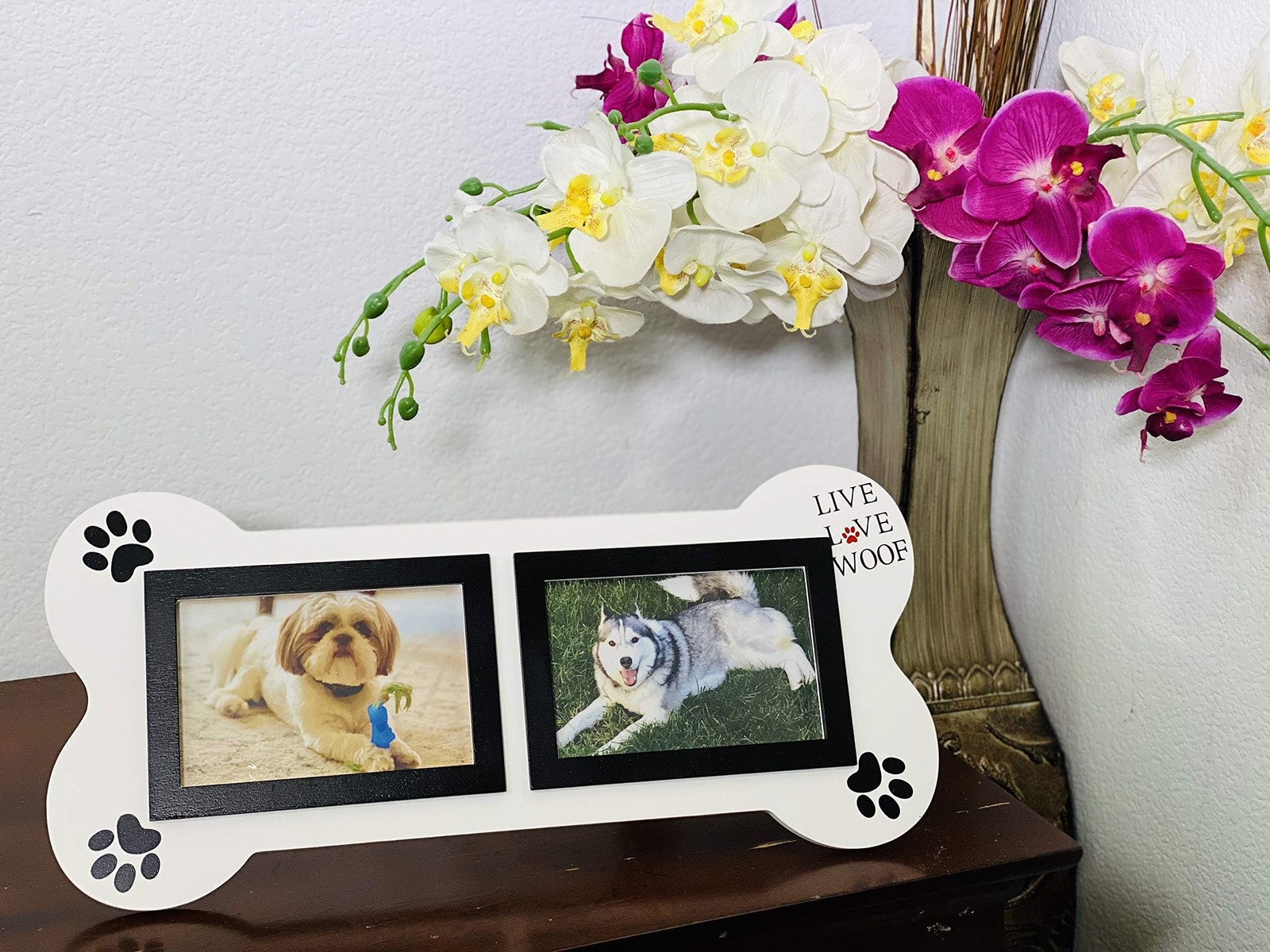 3Mazings Dog Collage Picture Frame 4X6 Pet Photo Frames White Dogs Photos Bone