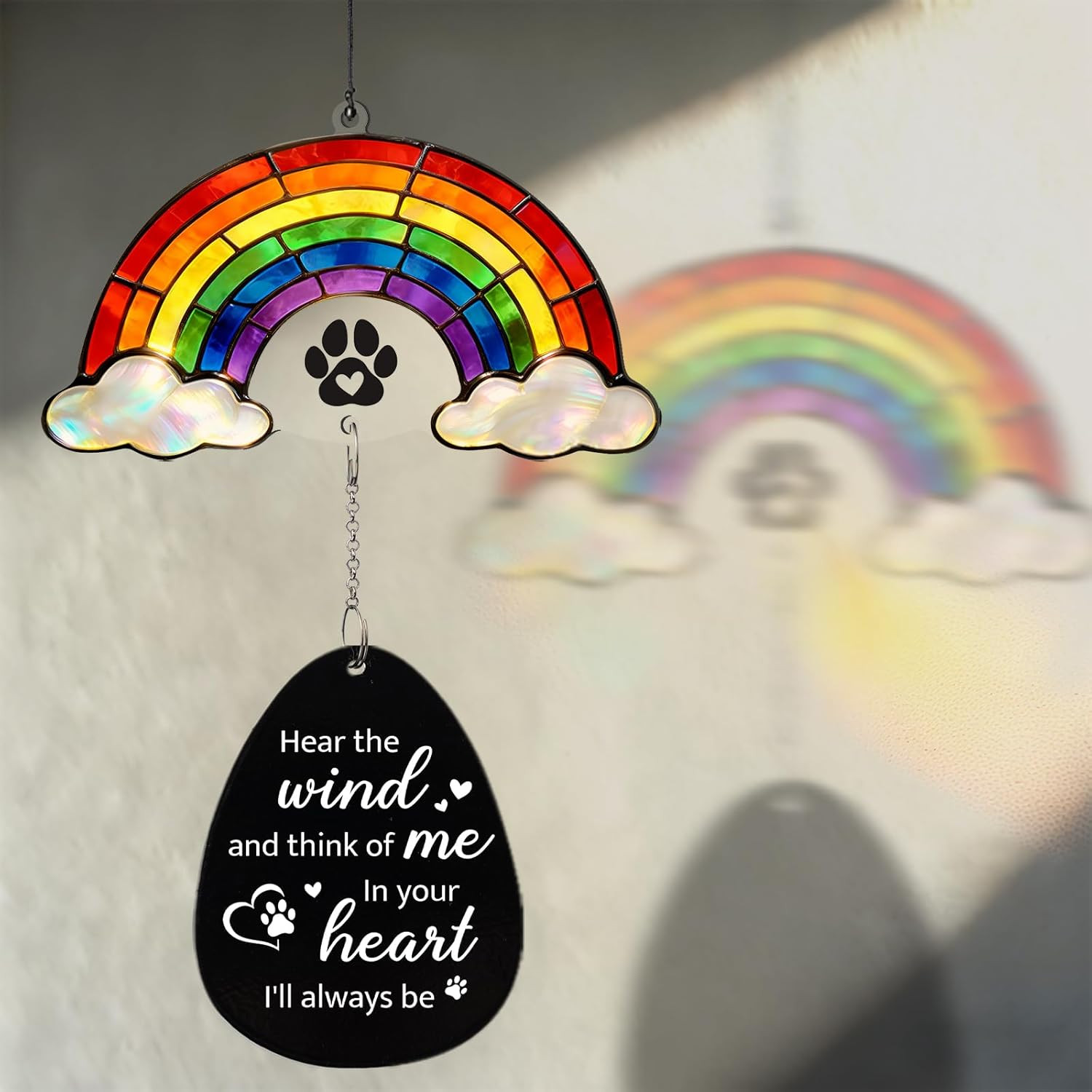 Dog Memorial Gifts for Loss of Dog, 29.9″ Pet Memorial Wind Chimes, Rainbow Brid
