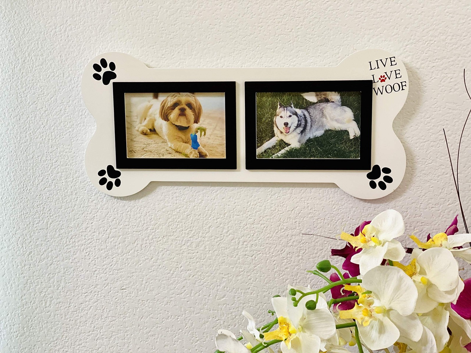 3Mazings Dog Collage Picture Frame 4X6 Pet Photo Frames White Dogs Photos Bone