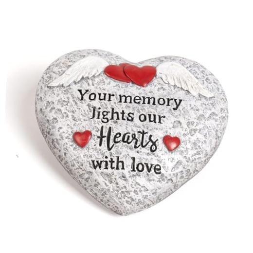 Memorial Garden Stones, Heart Resin Gravesite Angel Wings Garden Stone in