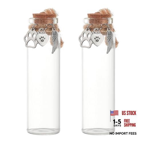 Pet Hair Memorial Bottle – Mini Transparent Keepsake with Heart – 2 Pcs