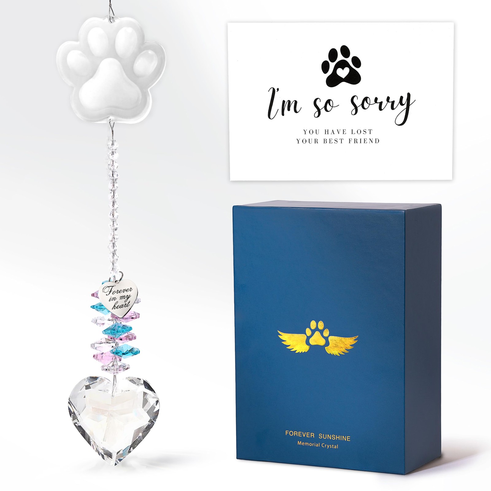 Dog Memorial Gifts for Loss of Pet Sympathy Gift Suncatcher, Clear