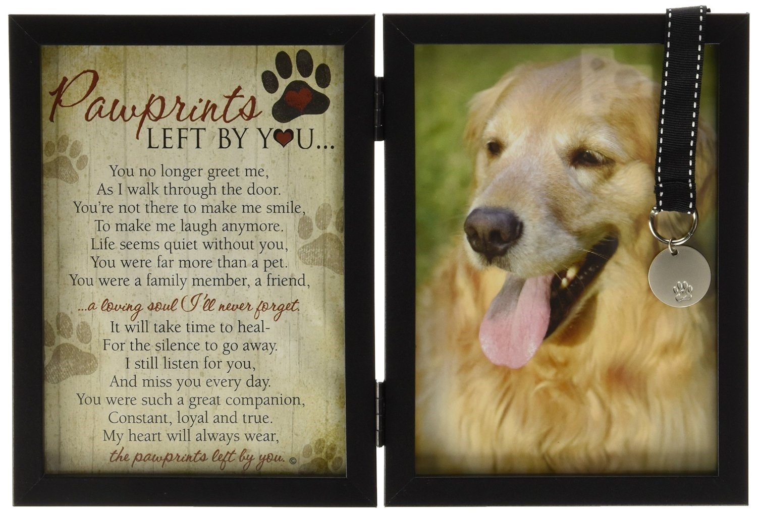 Pawprints Left By You Memorial Poem In Black 5×7 Photo Frame For Dog Remembrance