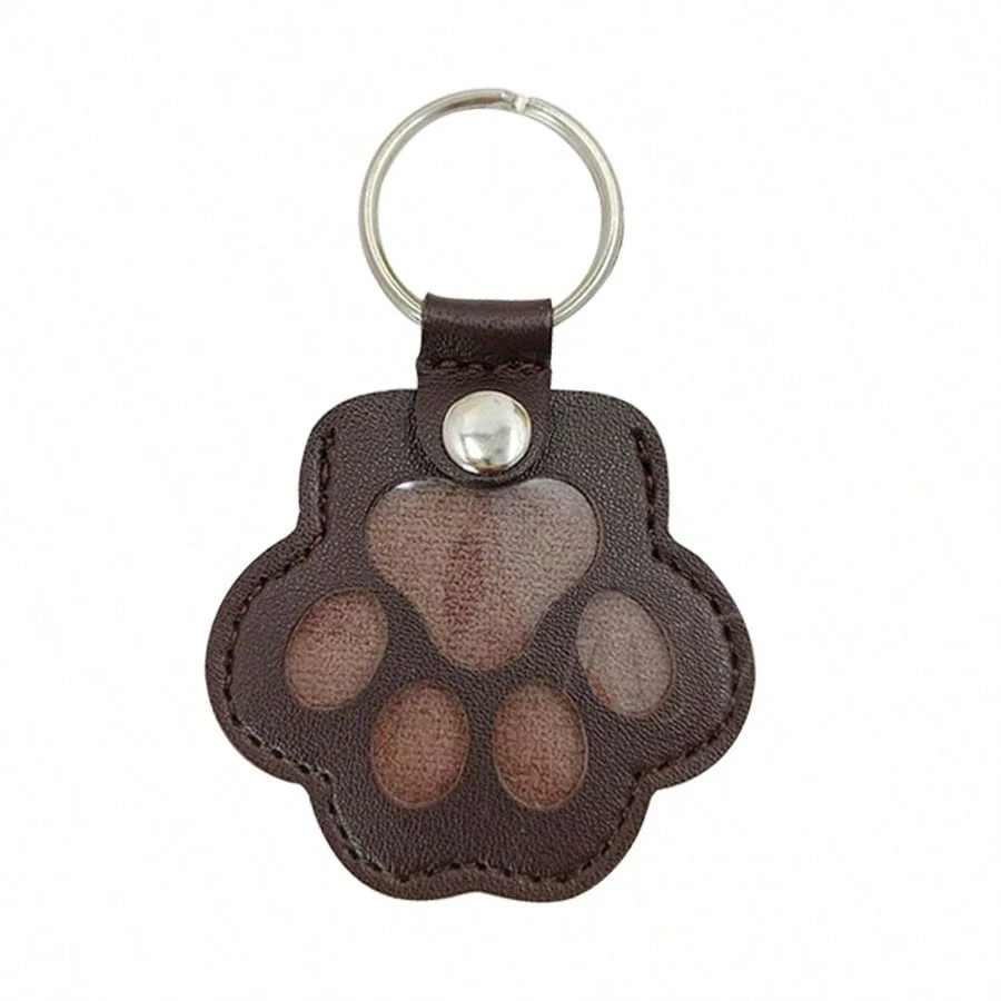 Pets Hair Memorial Keepsake Keychain PU Leather Dog Cat Storage Pouch Bag Charm