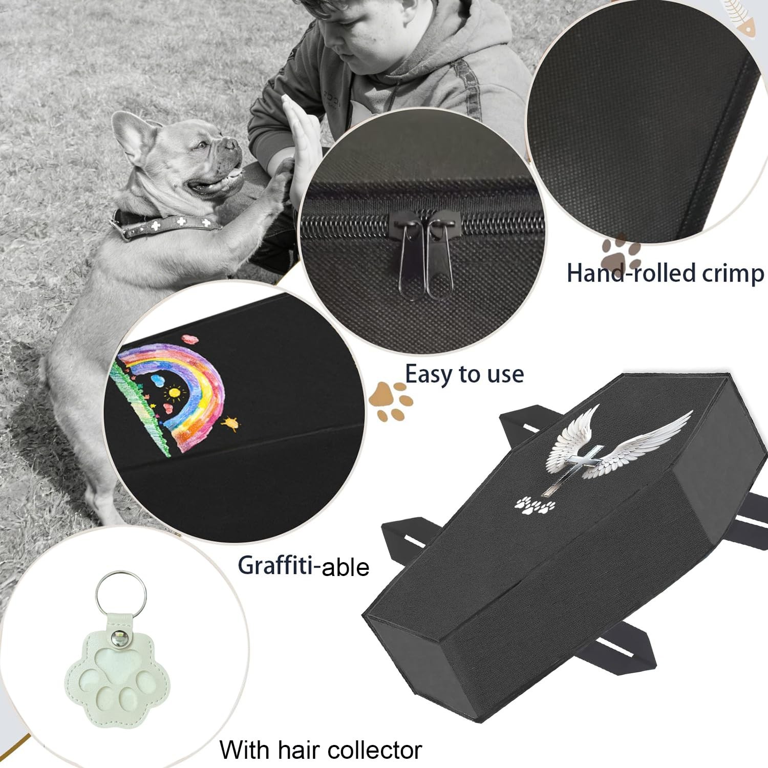 Black Pet Casket Burial Body Bag For Small Dogs Cats Under 20 lbs Cremation