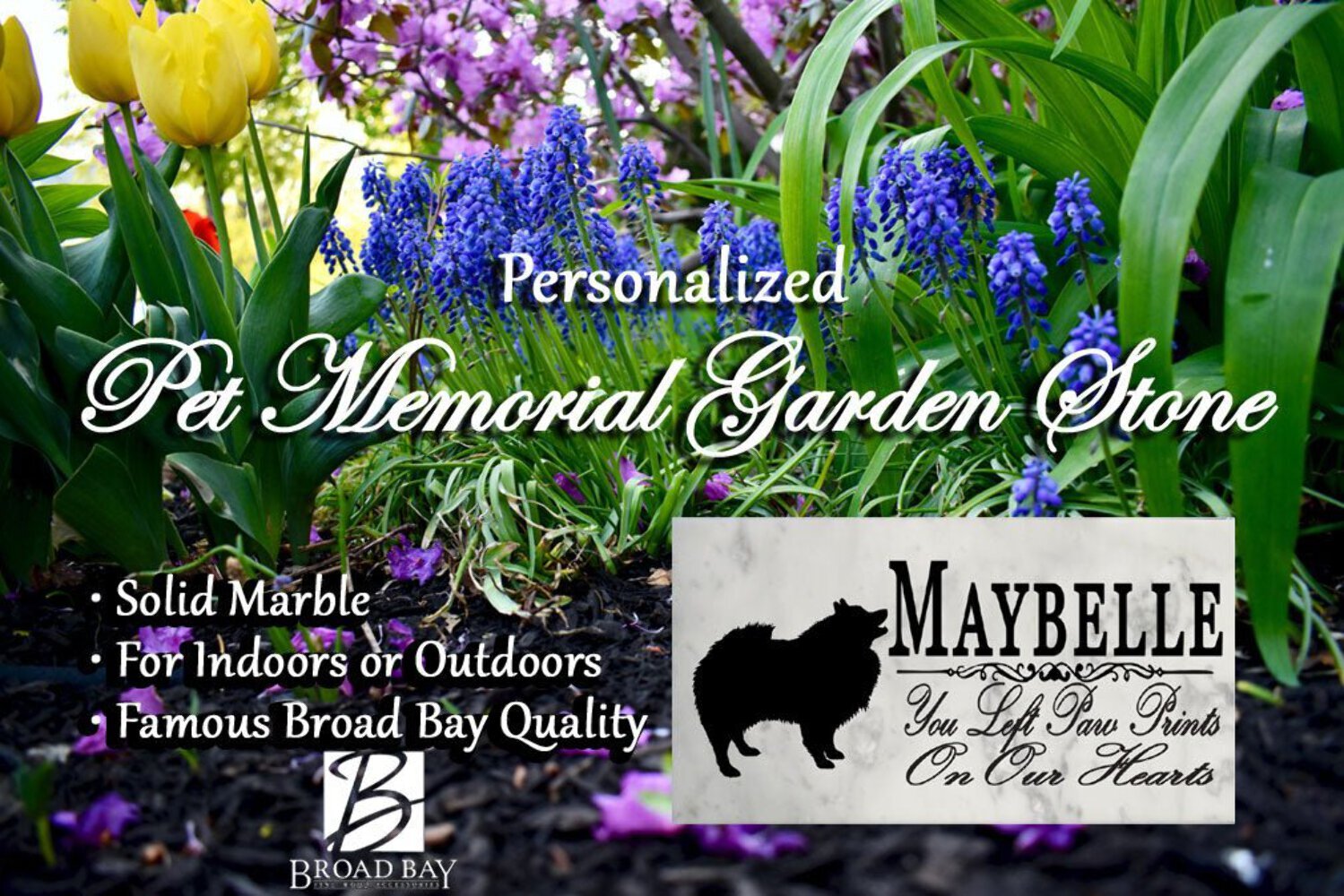 Keeshond Memorial Stone Personalized Garden Rock Grave Marker Outdoor or Indoor