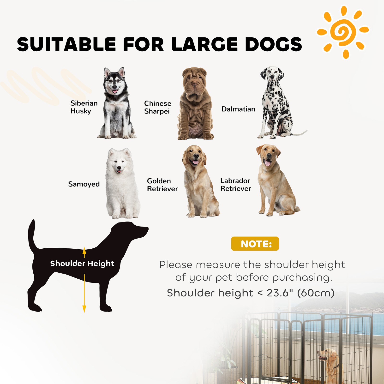 39 Inch Exercise Pen, Heavy Duty Dog Playpen, 8 Panel Metal Pet Fence for Medium
