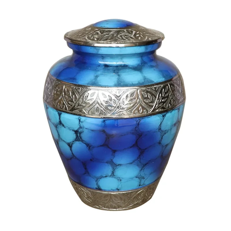 Blue Petal Classic Engraved Adult Cremation Urn for Human Ashes