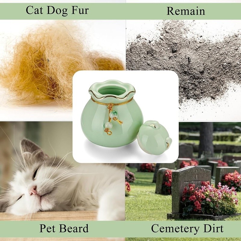 Elegant Pet Memorial Keepsake Urn Cat Dog Ashes Durable Ceramic Tribute New