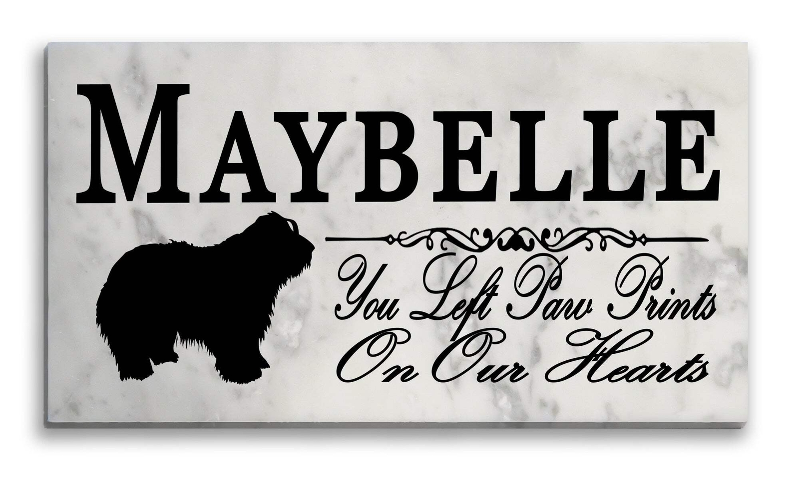 Bearded Collie Memorial Marble Stone Plaque Personalized You Left Paw Prints On