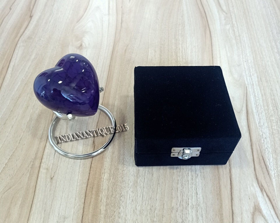 Heart Urn – Small Heart Urn – Purple Shine Mini Urn – Small Urns for Human Ashes