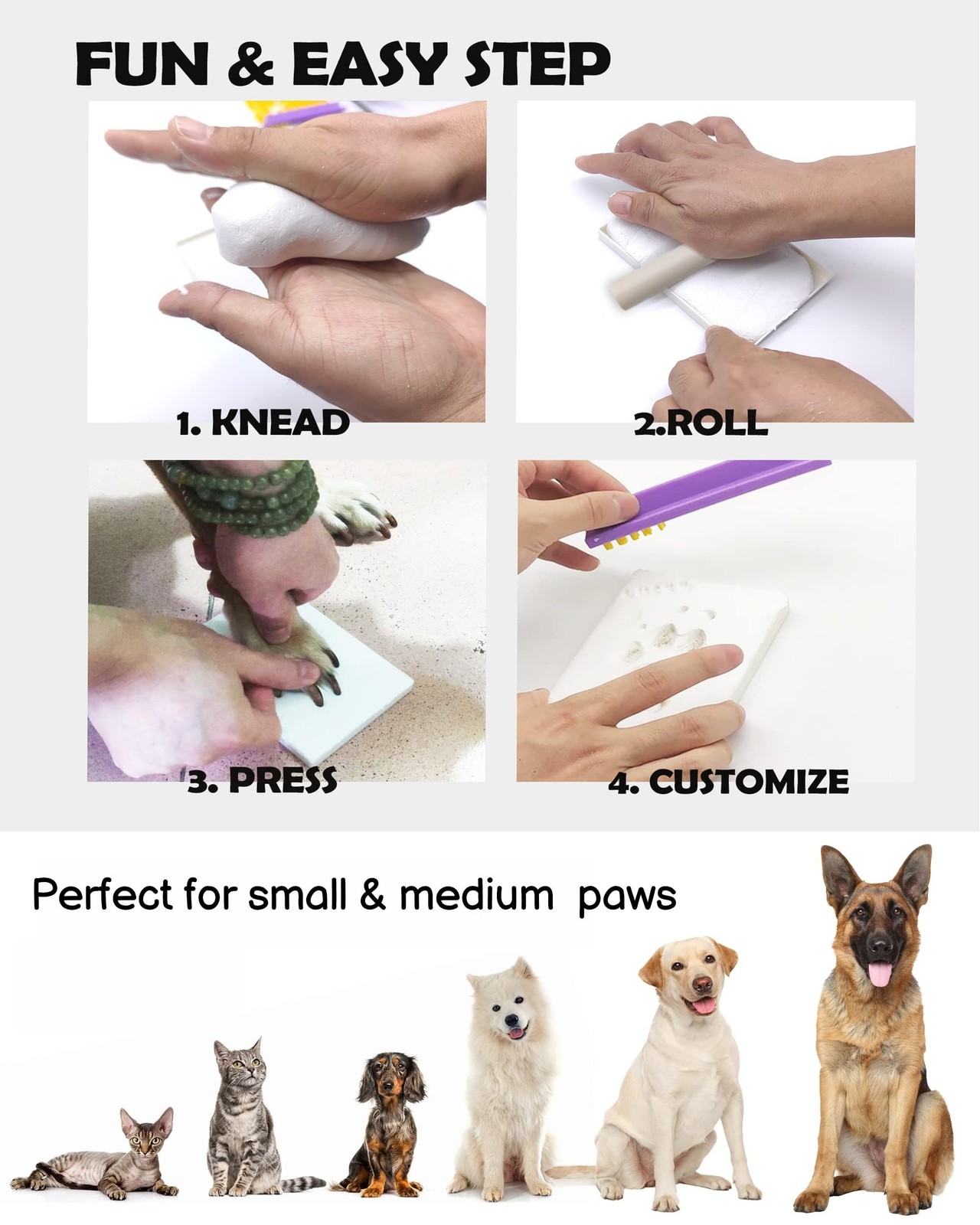 MYPAWLETS Dog or Cat Paw Print Kit with Trinkets,Pet paw Print Impression kit…